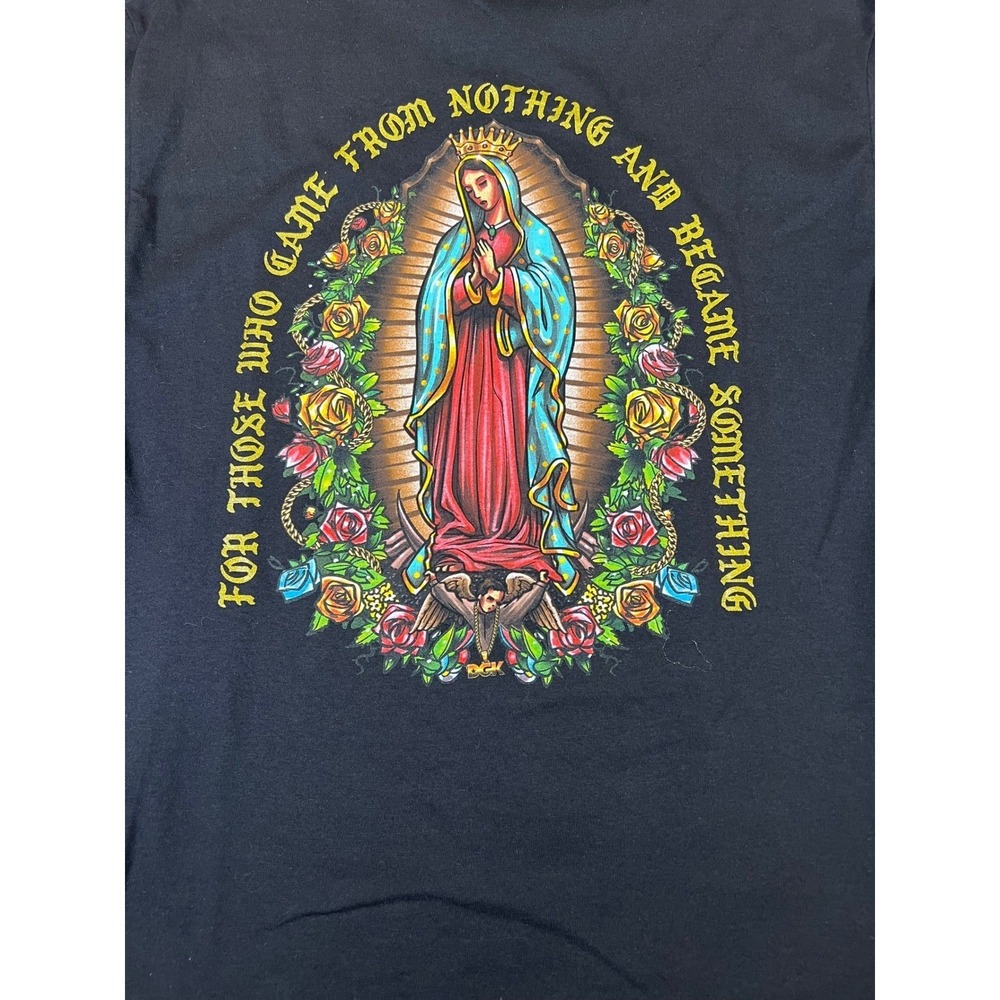 DGK Mens Virgin Mary Rose Graphic T-Shirt Black Medium Our Lady Of Guadalupe